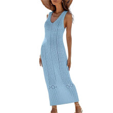 Women'S Long Crochet Beach Cover- Swimsuit Mesh Swimsuit Beach Long Sleeveless Dress Summer Light XL