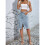 Women'S High Waisted Split Front  Hem Bodycon Midi Denim Skirt Light  S 6