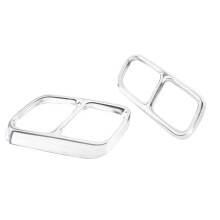 Car Stainless Steel Car Rear Dual Exhaust Muffler Pipe Cover Trim Tail Throat Frame for 2012-2017 Silver