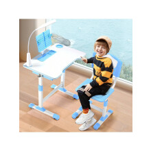 Adjustable Height Kids Desk & Chair Set with Drawer, Book Stand, Reading Lamp & Pen Slot | Children's Study Table for Boys & Girls
