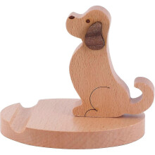 Acsergery Wooden Phone Holder Cute Dog Cellphone Stand Holder Wood Mobile Phone Stand Gift