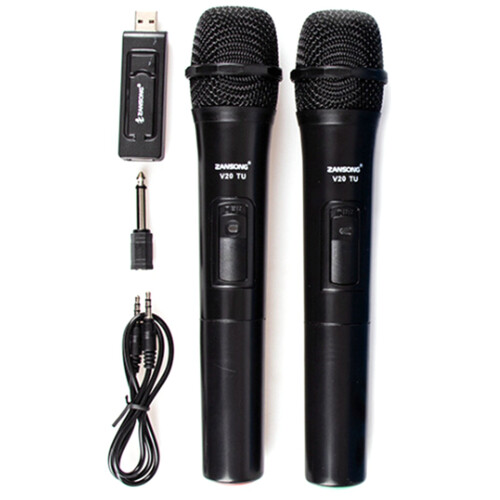 2X Zansong Uhf USB 3.5mm MicróFono Inalámbrico MicróFono de Mano Megáfono con Receptor 1