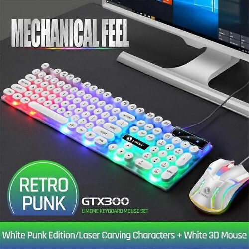 Mechanical Keyboard 104 Keys Dustproof Usb Wired Keyboard Mouse Set Waterproof Rgb
