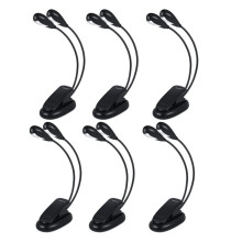 6 Pcs Music Stand Light, Clip LED Book Lights, USB and AAA Battery Operated, Reading Lamp in Bed, 4 Brightness Levels