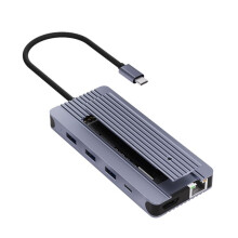 Station D'Accueil HUB USB C M.2 SSD 12 en 1 4K60Hz/RJ45 1000Mbps/PD100W/USB3.0 5Gbps TYPE C pour PC Portable