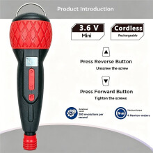 3.6V Cordless Electric Screwdriver Portable Rotary 2-in-1 Home Gadget with 4Nm Torque Non-Slip Handle & LED Light