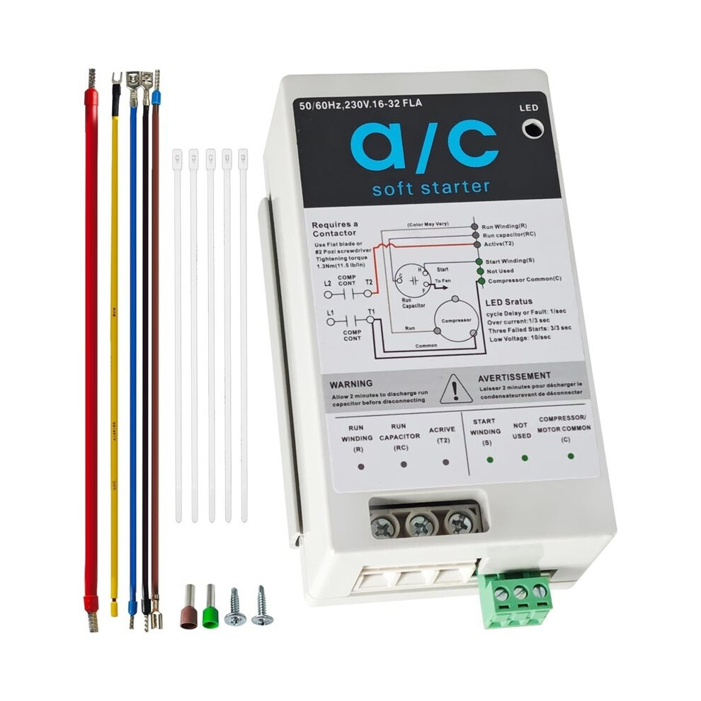 Ac Soft Start Kit For Home, 4-7 Ton Air Conditioner Compressor Soft ,70% Less Startup Current,For Home/Rv(16-32A) 6032343036990