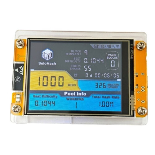 Minerador de Bitcoin Crypto 1000Kh/S NMMinerNerdMiner Atualizado com Tela Touch  de 2,8 Polegadas para Casa