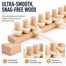 Chunky Blanket Loom Kit, 46" Adjustable Solid Wood Hand Knitting Board for DIY Throw Blankets & Chunky Yarn
