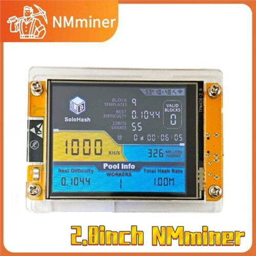 Minerador de Bitcoin Crypto 1000Kh/S NMMinerNerdMiner Atualizado com Tela Touch  de 2,8 Polegadas para Casa 2
