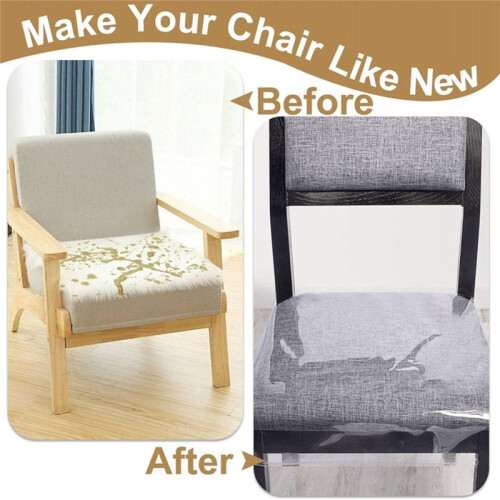 6 Pcs Plastic Chair Covers, Plastic  Covers for Dining Chairs,  Protectors, Waterproof, Clear Cushion Protector 2