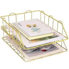 Letter Tray, Stackable, Copper, 2 Pieces Gold