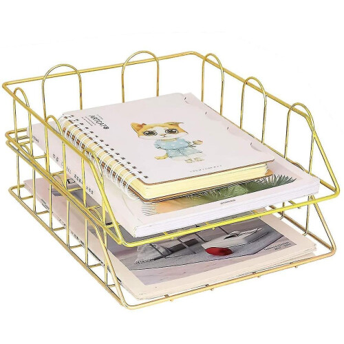 Letter Tray, Stackable, Copper, 2 Pieces Gold