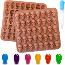 Gummy Skull Candy Molds Silicone, 2 Pack 40 Cavity Non-stick Skull Silicone Molds with Acsergery 1 Gift