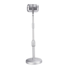 2X Vintage Desktop Microfoon Prop Model met Verstelbare Hoogte, Klassieke Retro Stijl Microfoonstandaard Fake Mic Prop,Zilver