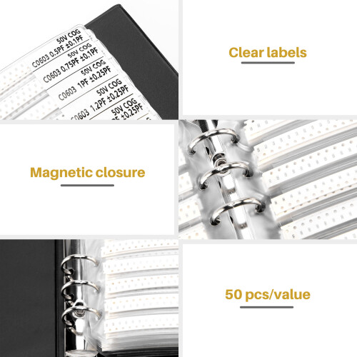 0603 SMD Capacitor Sample Book 90ValuesX50Pcs=4500Pcs 0.5PF-2.2UF Assortment Kit Pack 1