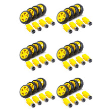 24PCS Electric Motor + Plastic TT Motor Tire Wheel Dual Shaft Gear Motor TT Gearbox Engine for Car
