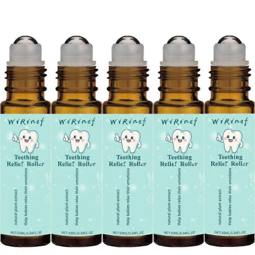 (5pcs) Teeth Relief Roller Essential Oil,Teething Roller Natural Pain Relief Roller