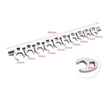 20 Pièces Clé Pied-de-Biche 3/8 Pouces 10 à 22 mm Métrique SAE Impérial Chromé Pied Clé à Fourche