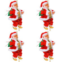 4X Santa Claus Climbing Beads Electric Climb and Down Climbing Santa with Light and Music Decorations White Face