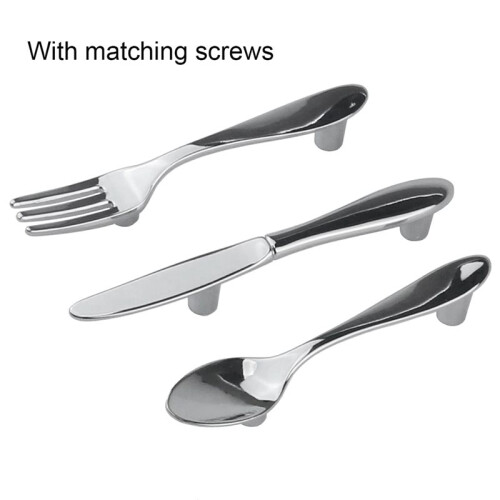 30 PCS Knife Spoon Fork Kitchen Cabinet Closet Drawer Pull Handles Knobs 3-Inch Center to Center (Silver) 2