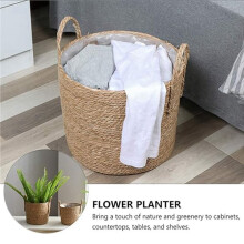 5X Plant Pots Seagrass Planter Basket Flower Pot Cover Woven Plant Container Vase Wicker Trash