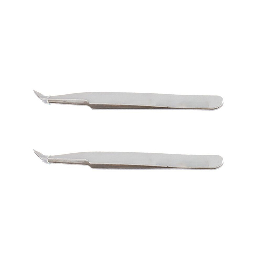 2X Anti-Static Tweezer Maintenance Tool Curved Pointed Stainless Steel 6032870139065