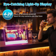13.7 Inch Rechargeable LED Note Board 7 Color Glow Drawing Pad Neon Dry Erase Doodle Board with Built-in Stand Art Gift