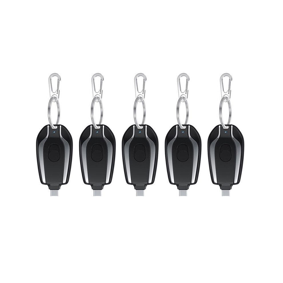 Photos - Charger 5X 1200MAh Portable Power Bank Keychain Powerbank Mobile Phone Spare External Battery for Smartphone,Type-C Black