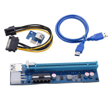 Pci-e 1x To 16x Extension Cable 4pin+6pin 2 In 1 Power Supply Adapter Card for Btc Miner for Desktop Graphics