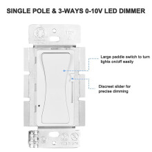 Interruptor Dimmer LED 0-10V, Interruptor Dimmer de Baixa Tensão para Luzes LED Dimerizáveis, CFL, Halógenas e Lâmpadas Incandescentes