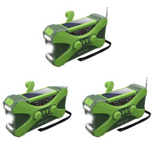 3X Radio di Emergenza 10000MAh, Radio Un Manovella Solare, Radio Portatile con Caricatore per Telefono, Torcia Un LED Verde