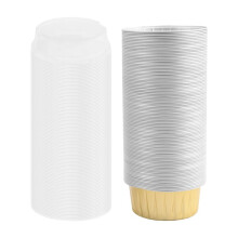 100 Stuks Wegwerp Aluminiumfolie Bakbekers Crème Brulee Dessert Ovale Vorm Cupcake Kopjes met Deksels Cake Ei Gereedschap