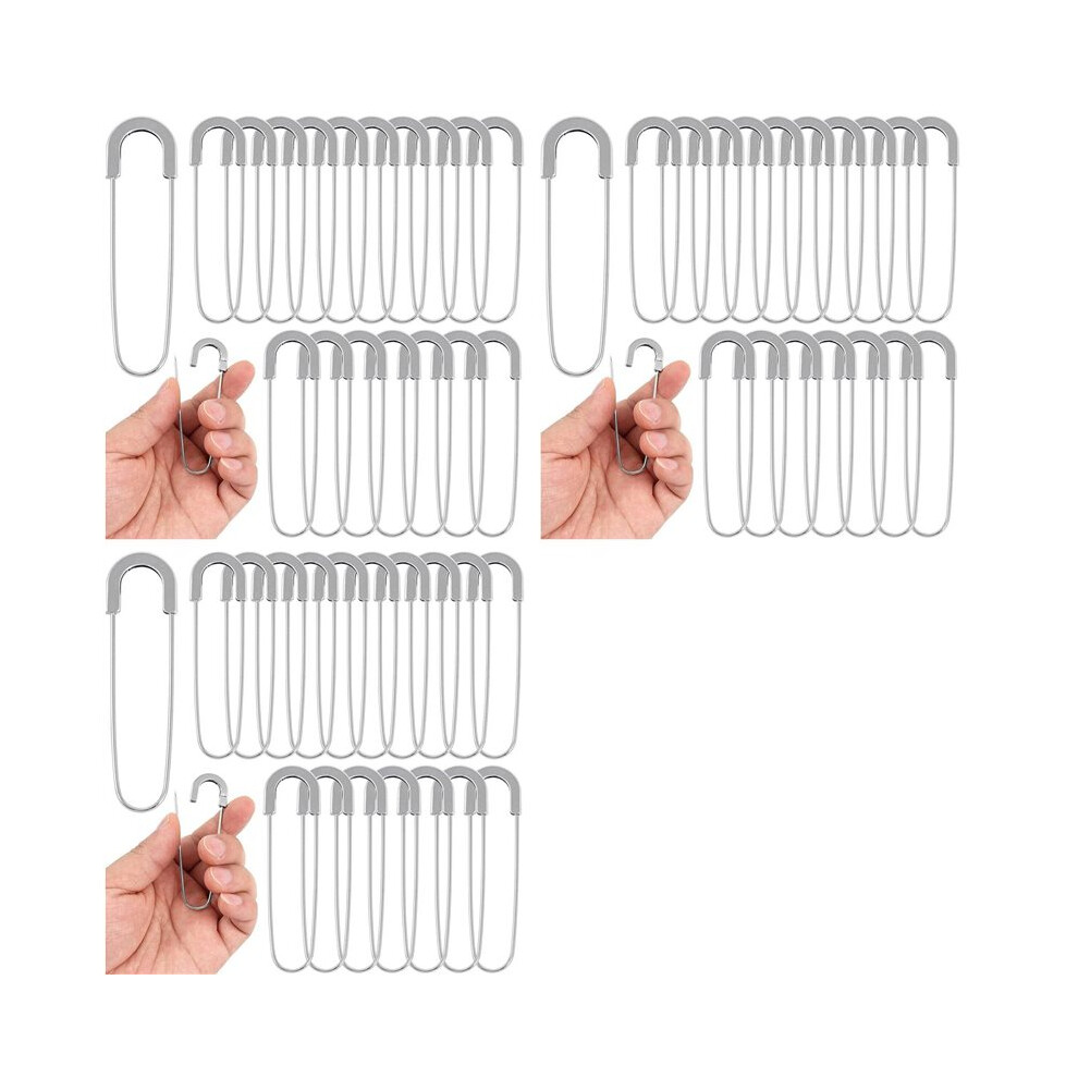 Extra Large Safety Pins Heavy Duty 3 Inch-60 Pcs Coilless Pins Sewing Pin Brooches- Safety Pins, Silver 6031300447367
