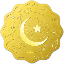 100 autocollants dorés en relief, motif lune et étoiles, pour certificats et sceaux cadeaux