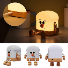 Lampe de chevet mignonne en forme de pain, lampe de table LED rechargeable par USB avec variateur et minuterie, veilleuse pour la chamb