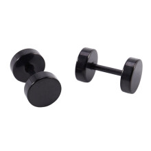 Earrings Steel False Spreader Black 6mm