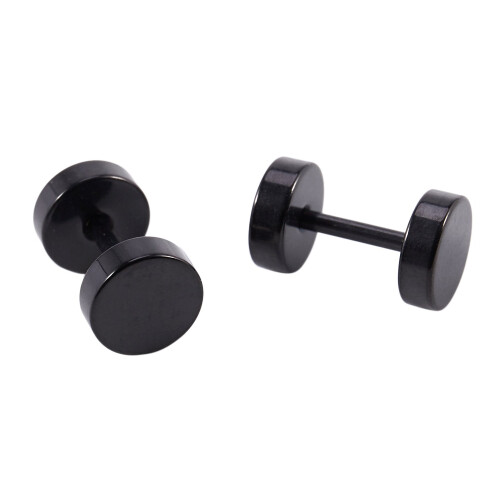 Earrings Steel False Spreader Black 6mm