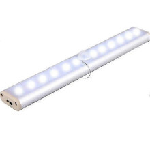 Kabellose, wiederaufladbare USB-Leuchte mit magnetischem Bewegungssensor und 12 LEDs, tragbar, für Kleiderschrank und Notfälle, Silber