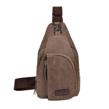 Brown hot casual unisex canvas chest bag multi-function outdoor hiking sports large Messenger bag shoulder bag backpack wallet