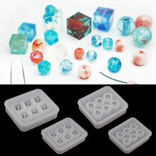 4Pcs Round Square Silicone Bead Mold Mould with Hanging Holes for Jewelry Pendant Bangle Bracelet Making Mold DIY Hand Tool