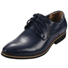 High Quality Men Brogues Shoes Lace- Bullock Business Dress Men Oxfords Shoes Male work shoes Formal Shoes(Blue 38)