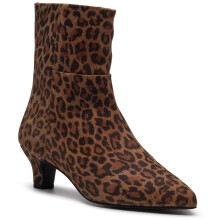(, ) Hush Puppies Nahla Heel Leather Women's Leopard Heeled Ankle Boots