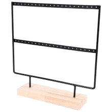 Wood 44 Holes Earrings Organizer Holder Necklaces Rack 2 Layers Jewelry Display Stand Jewelry Accessories Jewelry Findings(Black)