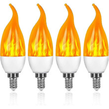 4er-Pack E14 LED-Glühbirne mit Flammeneffekt, 3 W, dekorative Leuchte mit 3 Beleuchtungsmodi für Kronleuchter und Kerzenlampen