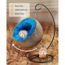 Meerschweinchenbett 2026, Hamsterversteck, großes Kokosnussschalenhaus mit warmer Matte, gemütliches Versteck für Kaninchen und Kleinti