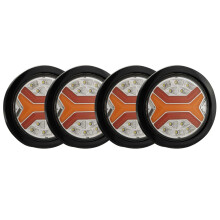 4X Flowing 35 LED Truck Trailer Rear Turn Signal Blinker Lamp 12-24V Reverse Stop Tail Lights Tractor RV Van Taillights