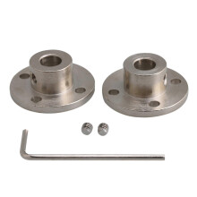 2pcs Silver Steel Rigid Flange Coupling Shaft Coupler Connectors Set