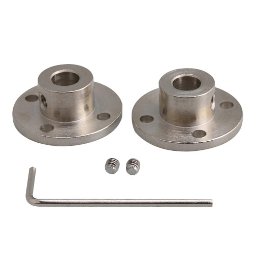 2pcs Silver Steel Rigid Flange Coupling Shaft Coupler Connectors Set