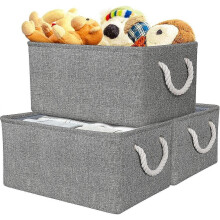 3 Pcs Fabric Storage Basket with Handles Foldable Waterproof Storage Cube Boxes Home Organizer
